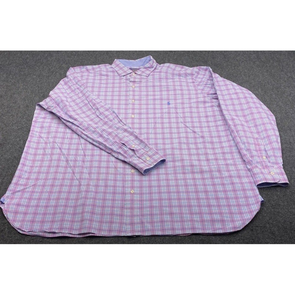 Polo Ralph Lauren Button Down Men 2XLT Purple Plaid Stretch Cotton Tall